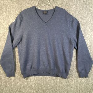 Brooks Brothers 346 Extra Fine Merino Wool Blue V Neck Pullover Sweater XL
